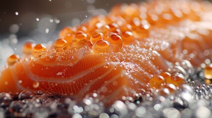 Close-up real-photo shot capturing the delicious details and natural textures of premium salmon products for export