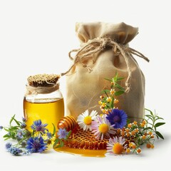 Honey and Wildflowers Display. Generative ai