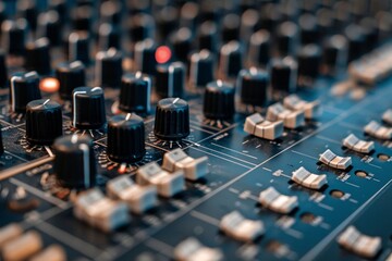 Obraz premium Close-Up of Professional Audio Mixing Console 
