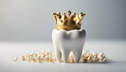 Healthy tooth with golden crown