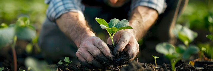 Growing plants and taking soil samples in a regenerative organic farm.