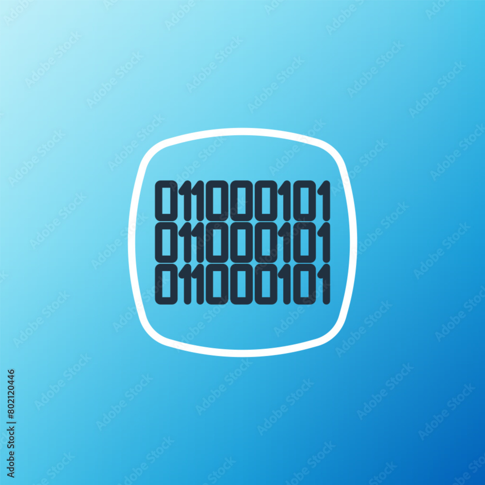 Poster line binary code icon isolated on blue background. colorful outline concept. vector