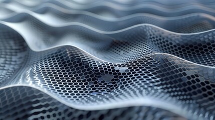 A dynamic image of sharp, angular gray waves, resembling folded metal sheets