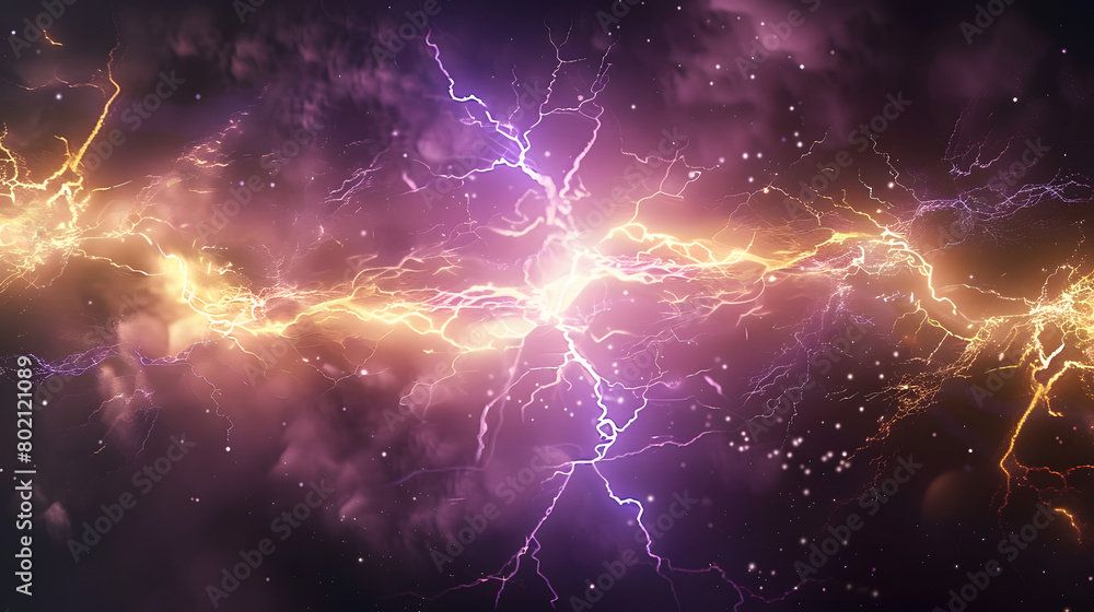 Poster a flash of lightning and thunder spark on a transparent background. modern lightning, electricity bl