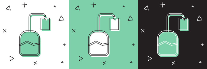 Set Tea bag icon isolated on white and green, black background. Vector