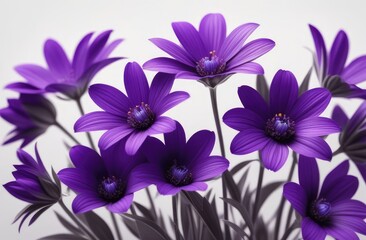 Bouquet of purple flowers on a white background. Close-up. Congratulations, mother's day, anniversary