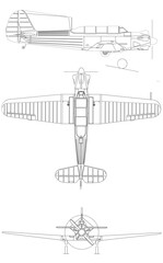 Yakovlev Yak-18 3-view svg vector file