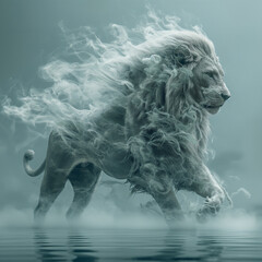 Monochromatic Lion Amongst Mist