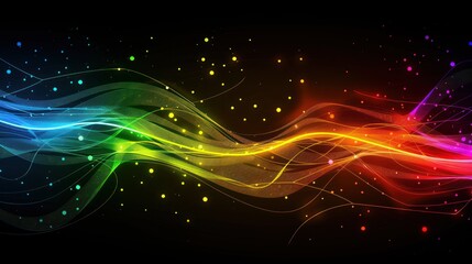 Fototapeta premium Abstract digital technology background, Abstract yellow waves - data flow concept.Digital technology background,. digital futuristic.