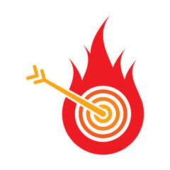 flame symbol and dart concept. dart and arrow sign in flame