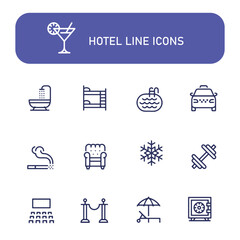 set of hotel service line vector icons , hotel icon