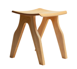 Wooden Stool With Bent Leg