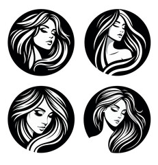 round logo of beautiful woman face