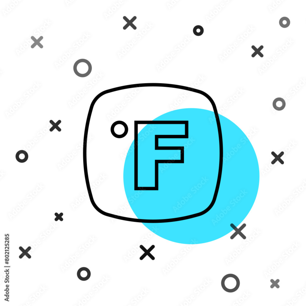 Aufkleber black line fahrenheit icon isolated on white background. random dynamic shapes. vector