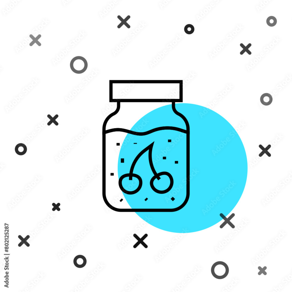 Poster black line jam jar icon isolated on white background. random dynamic shapes. vector