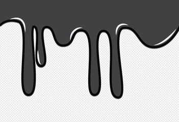 Dripping liquid or paint seamless pattern. Melting chocolate, flowing cream, glaze, yogurt or honey horizontal border. transparent background. vector illustration .EPS 10