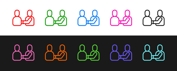 Set line Happy friendship day icon isolated on black and white background. Everlasting friendship concept. Vector