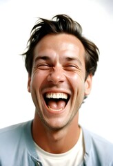 White man laughing, very funny, hilarious reaction.