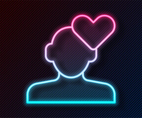 Glowing neon line Broken heart or divorce icon isolated on black background. Love symbol. Valentines day. Vector