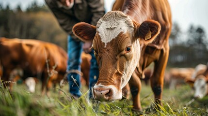 farmers tending to their dairy herd, emphasizing the care and attention given to the well-being of the cattle