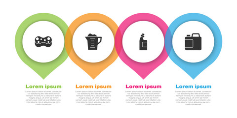 Set Sponge, Washing powder, Bottle for cleaning agent and . Business infographic template. Vector