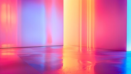 Colorful holographic abstract background with neon gradient 80s or 90s aesthetic . Concept Neon Lights, 80s Vibes, Holographic Design