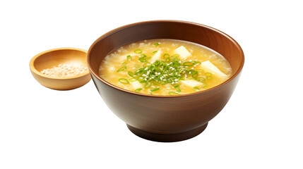 Flavorful Homemade Miso Soup isolated on transparent background PNG