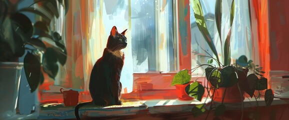 a portrait of a cute cat at home