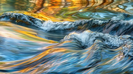 Artistic representation of flowing water in a stream, captured with long exposure photography to accentuate its graceful curves.