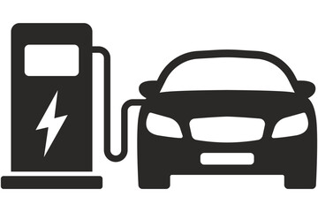 Electric Vehicle icon, Electric vehicle charging station for ecosystem, Renewable Energy and renewable natural gas