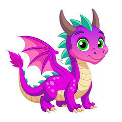 Cartoon Pink Dragon Fantasy Creature Illustration