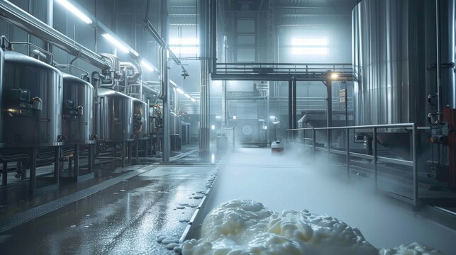 the reception area of the dairy processing plant, where incoming milk is tested and processed - Powered by Adobe