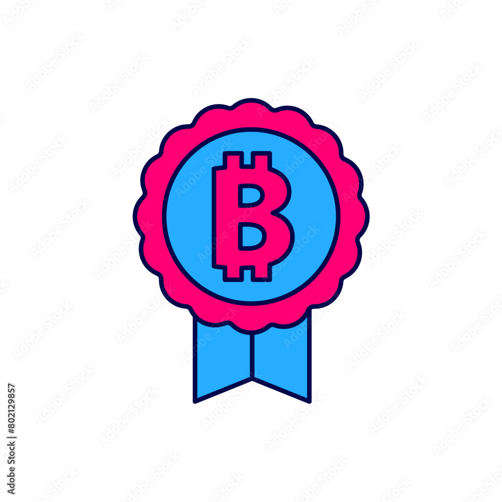 Aufkleber filled outline cryptocurrency coin bitcoin icon isolated on white background. physical bit coin. blo
