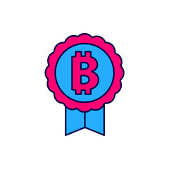 Filled outline Cryptocurrency coin Bitcoin icon isolated on white background. Physical bit coin. Blockchain based secure crypto currency. Vector