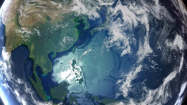Realistic Earth From Space Zoom In Clouds Taiwan Taipei City