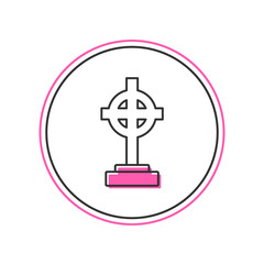 Filled outline Grave with cross icon isolated on white background. Vector