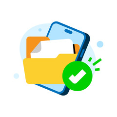 Successfully downloaded to phone storage, files are available offline concept illustration flat design. simple modern graphic element for ui, infographic, icon