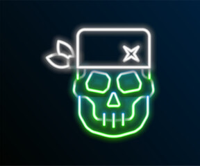 Glowing neon line Skull icon isolated on black background. Happy Halloween party. Colorful outline concept. Vector