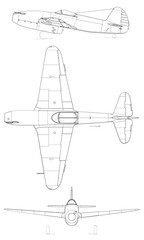 Yakovlev Yak-15 3-view svg vector file