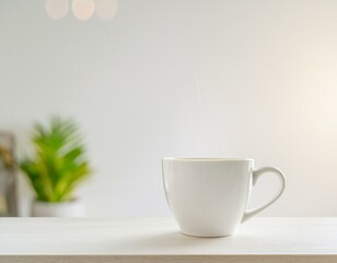 白い部屋のコーヒーカップ