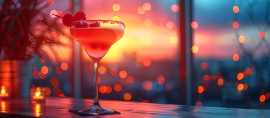 Retro Vegas Inspired Cocktail Night with Neon Skyline Backdrop