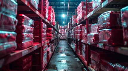 beef products stored in refrigerated warehouses, maintaining optimal temperature and humidity levels for freshness