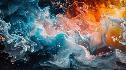 Liquid strokes of color ebb and flow, creating a serene panorama of mesmerizing abstraction.