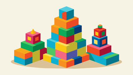 A set of colorful textured blocks designed to be stacked and manipulated for a stimulating and tactile play experience.. Vector illustration