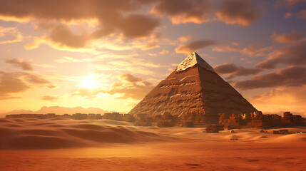 Fototapeta na wymiar sunset over the pyramid