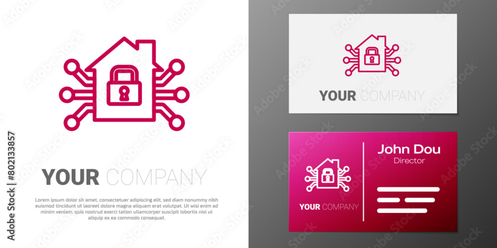 Poster logotype line smart home icon isolated on white background. remote control. logo design template ele