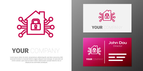 Logotype line Smart home icon isolated on white background. Remote control. Logo design template element. Vector