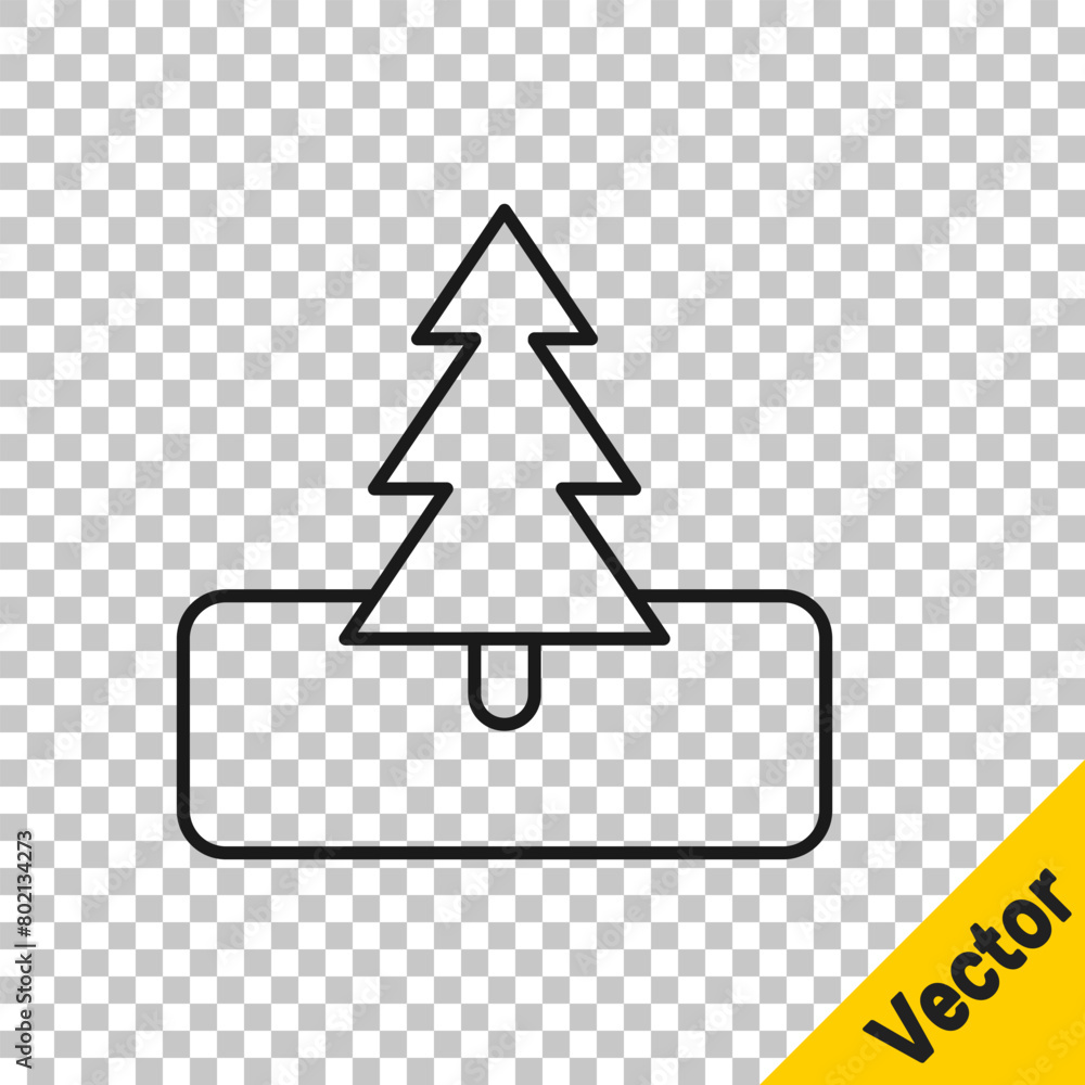Poster black line tree icon isolated on transparent background. forest symbol. vector