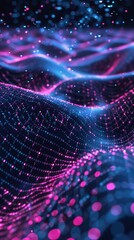 3D animated cyberprint data stream, flowing access codes.