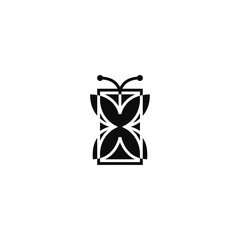 Butterfly and hourglass logo design concept.